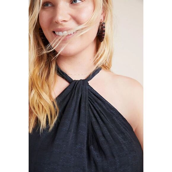 Anthropologie Black Lavinia High Neck Halter Blouse - Picture 4 of 11